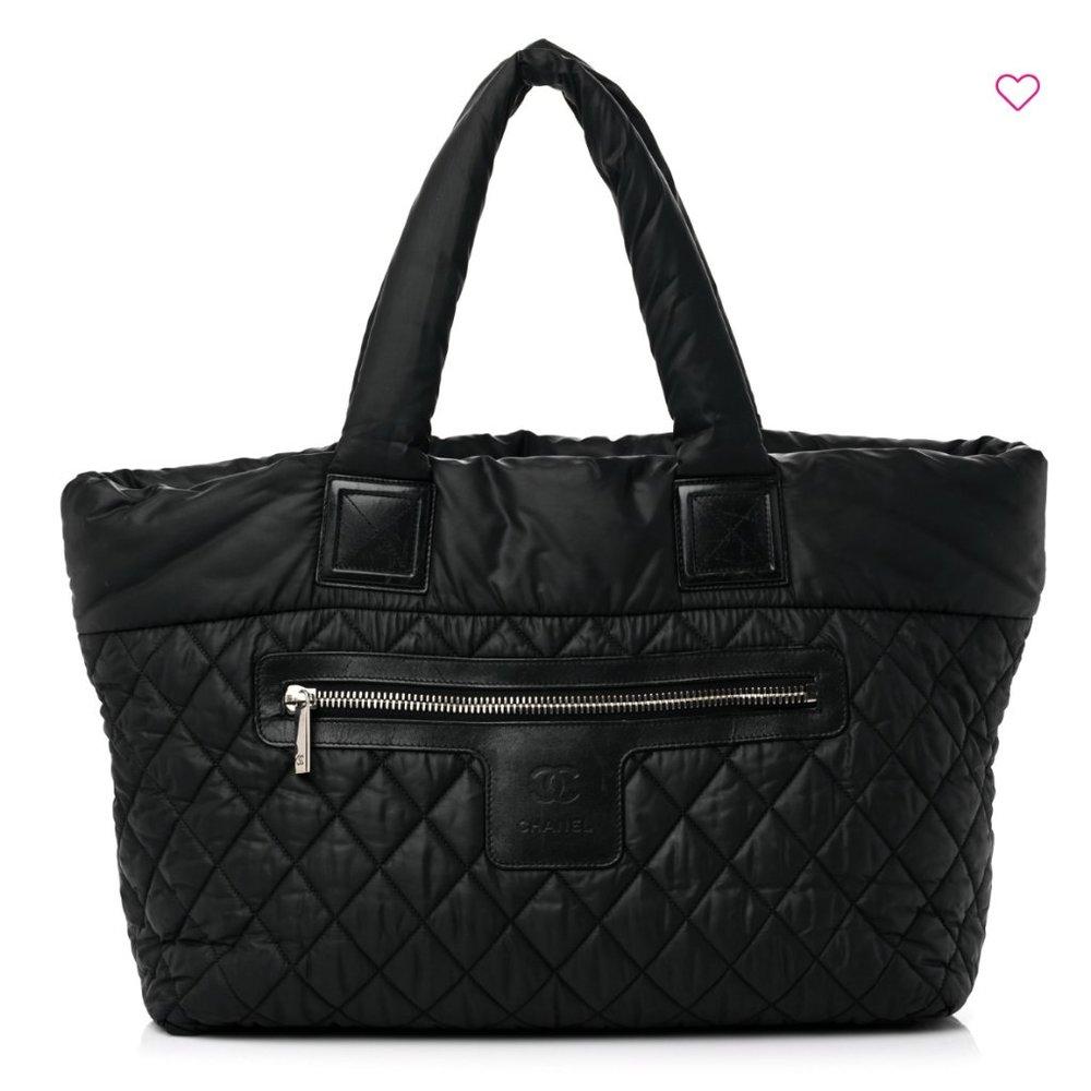 CHANEL Nylon Quilted Large Coco Cocoon Tote Black